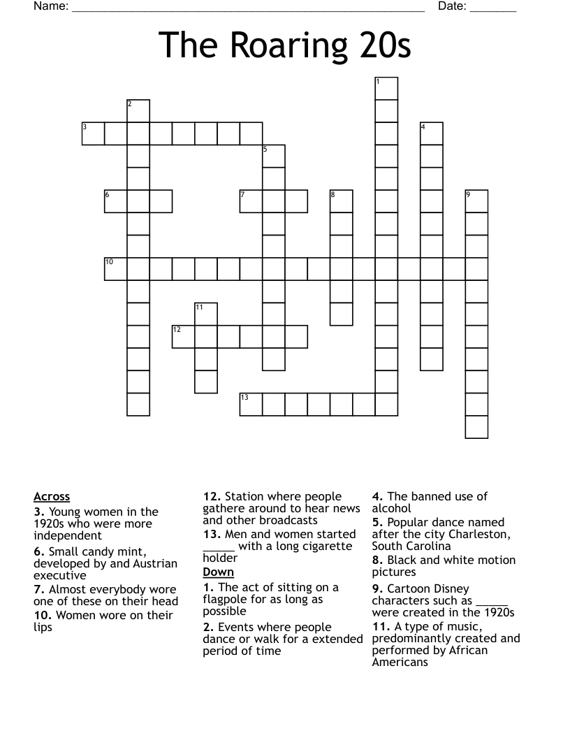 The Roaring 20s Crossword