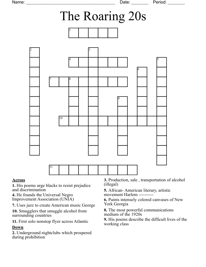 The Roaring 20s Crossword