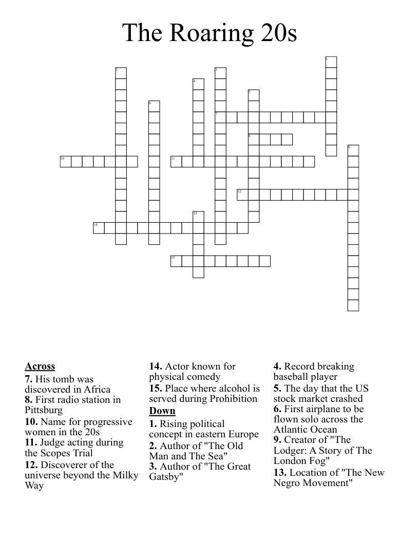 The Roaring 20s Crossword