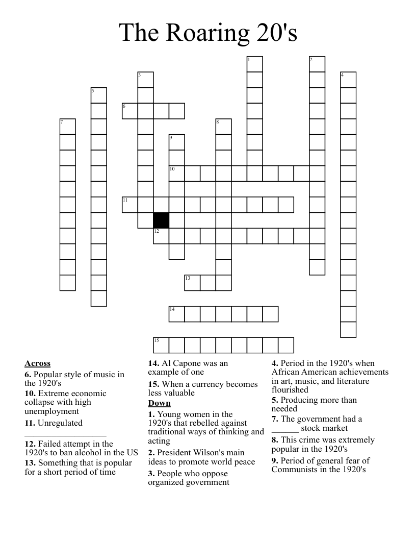 The Roaring 20's Crossword
