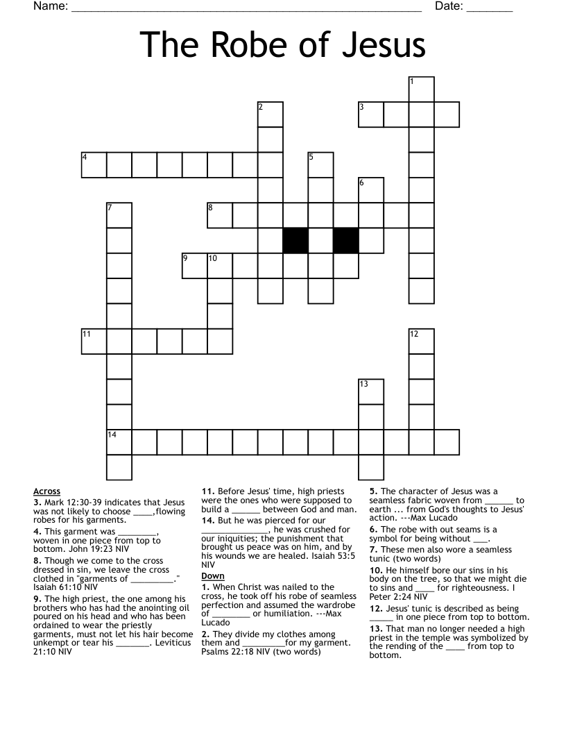 The Robe of Jesus Crossword