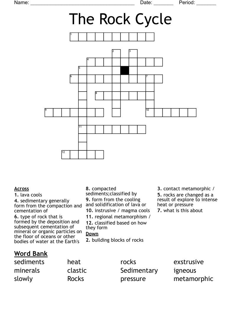 The Rock Cycle Crossword