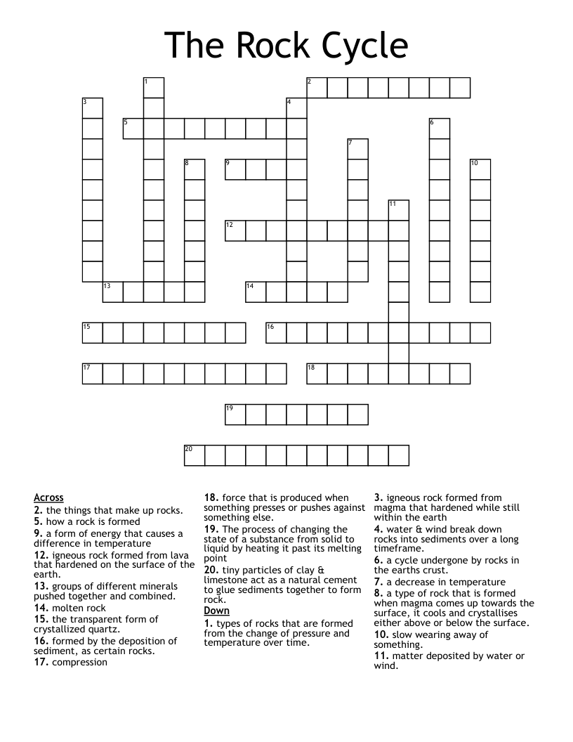 The Rock Cycle Crossword
