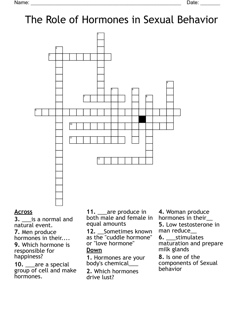 The Role of Hormones in Sexual Behavior Crossword