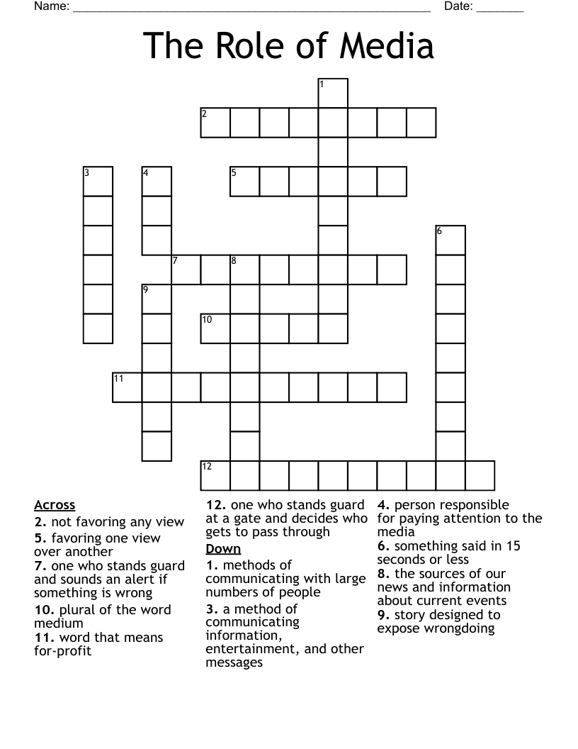 The Role of Media Crossword