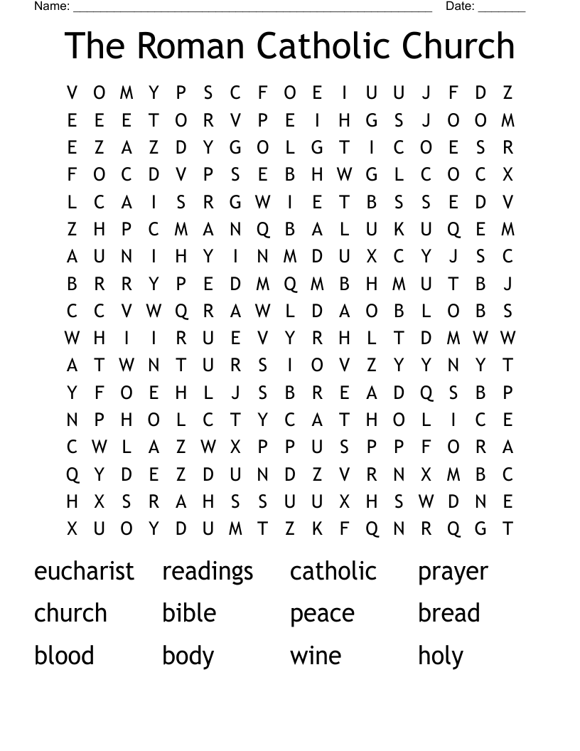 The Roman Catholic Church Word Search