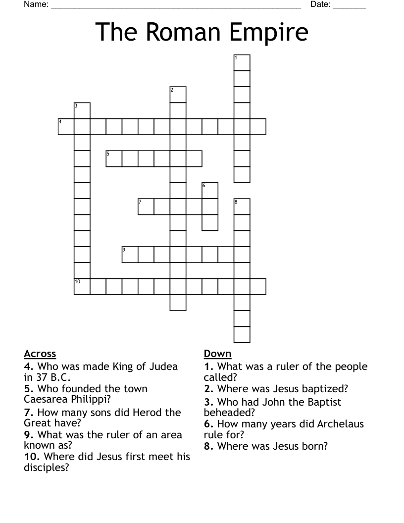 The Roman Empire Crossword