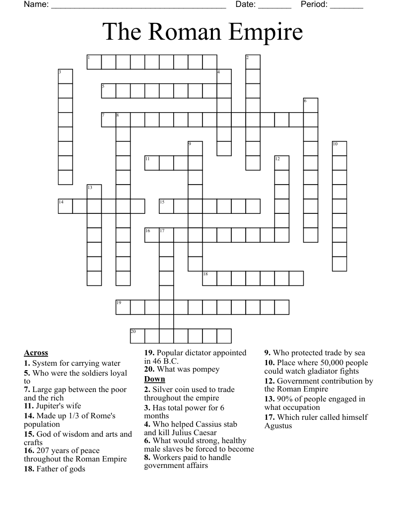 The Roman Empire Crossword