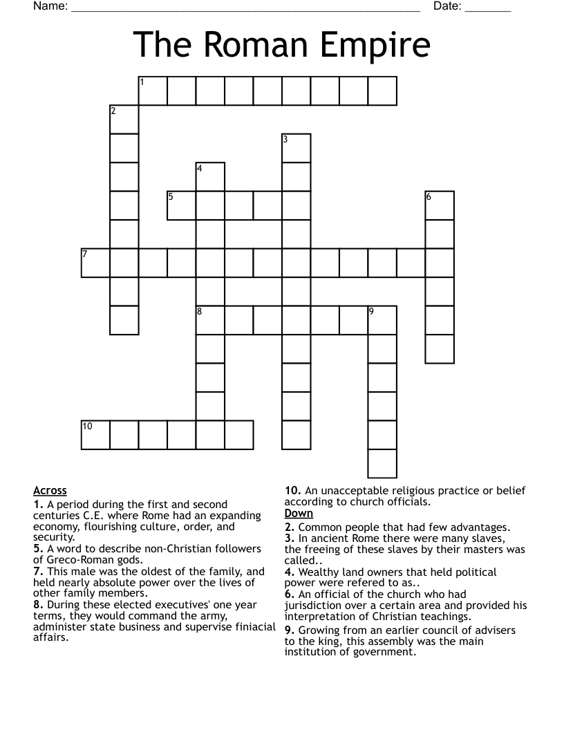 The Roman Empire Crossword