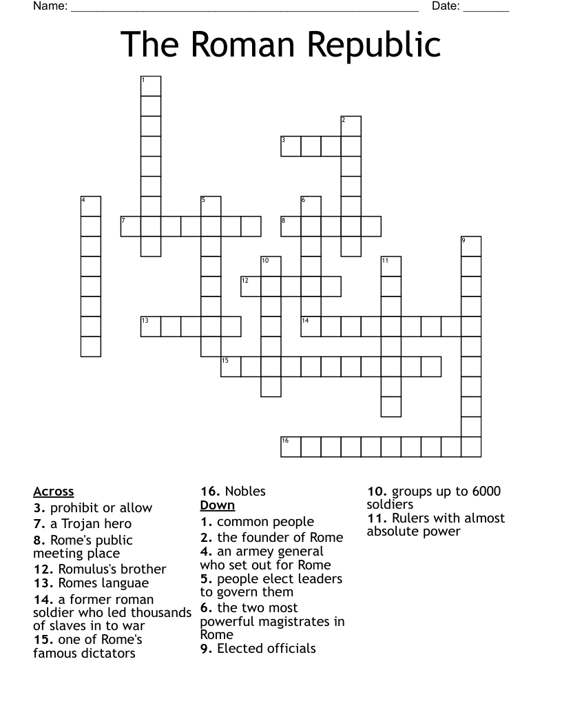 The Roman Republic Crossword