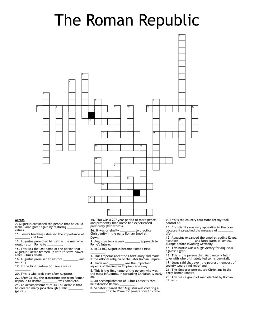 The Roman Republic Crossword