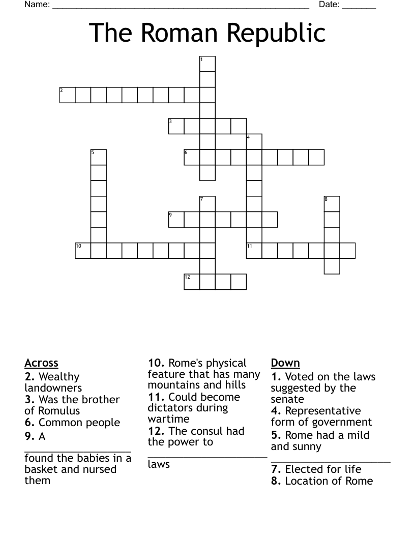 The Roman Republic Crossword