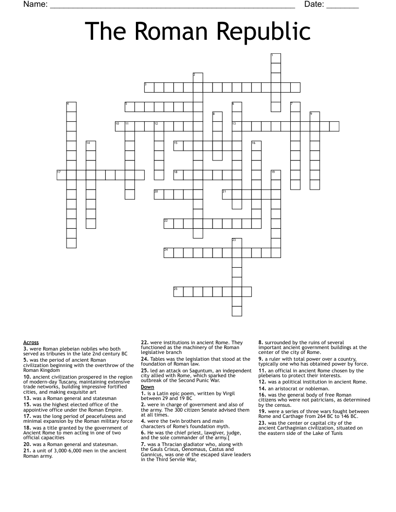 The Roman Republic Crossword