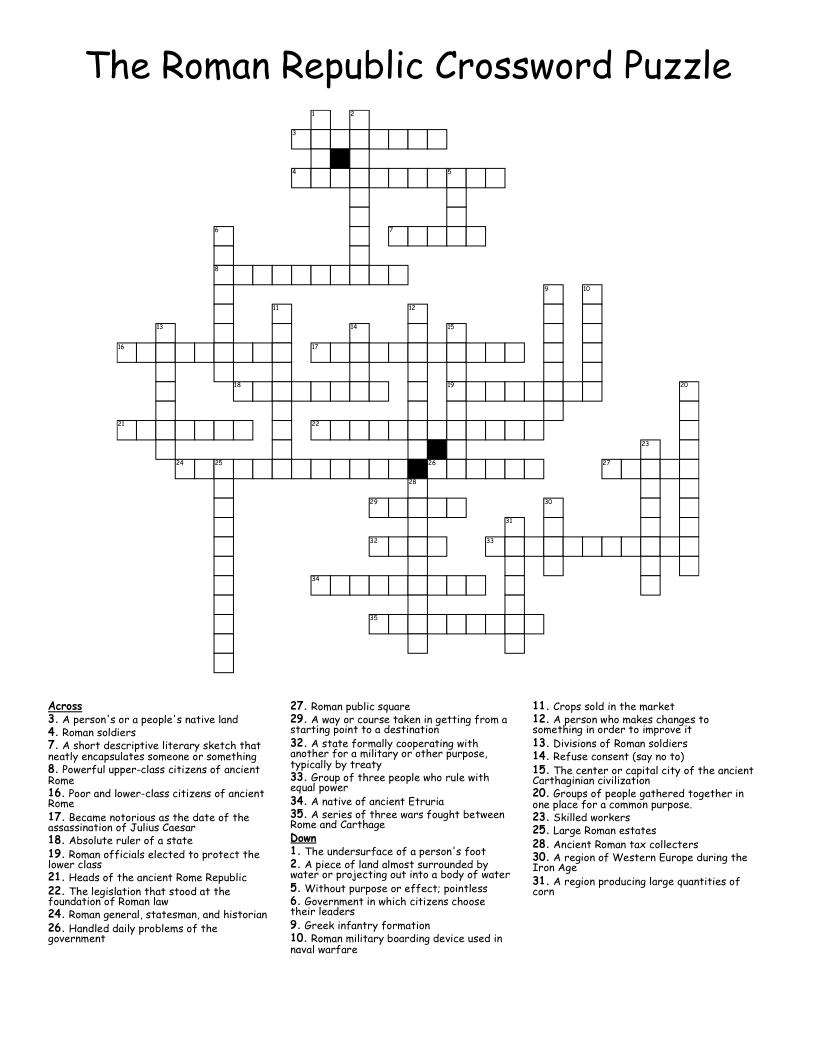 The Roman Republic Crossword Puzzle
