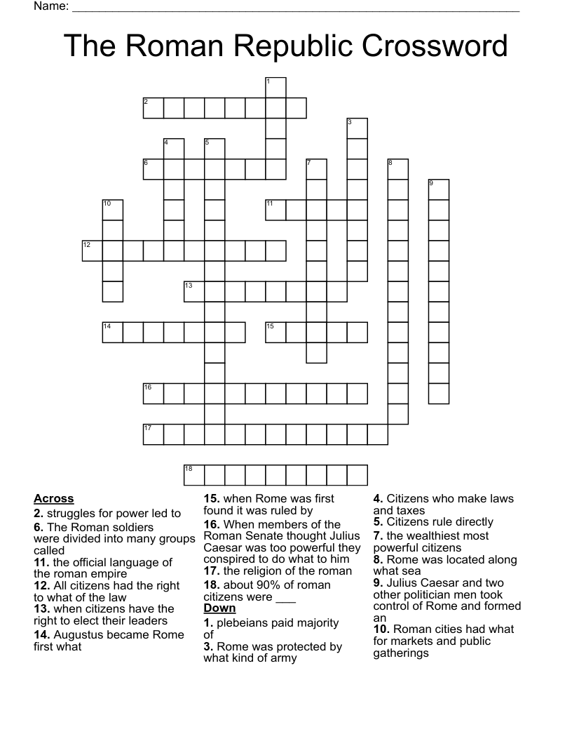 The Roman Republic Crossword 