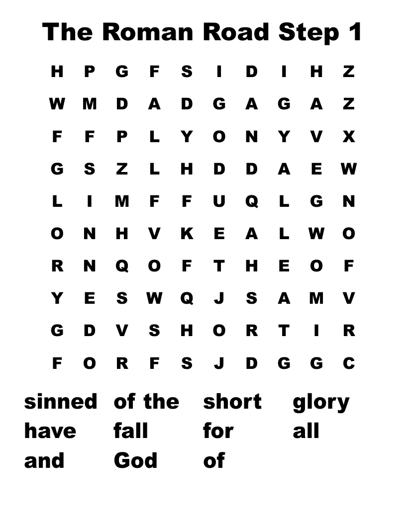 The Roman Road Step 1 Word Search