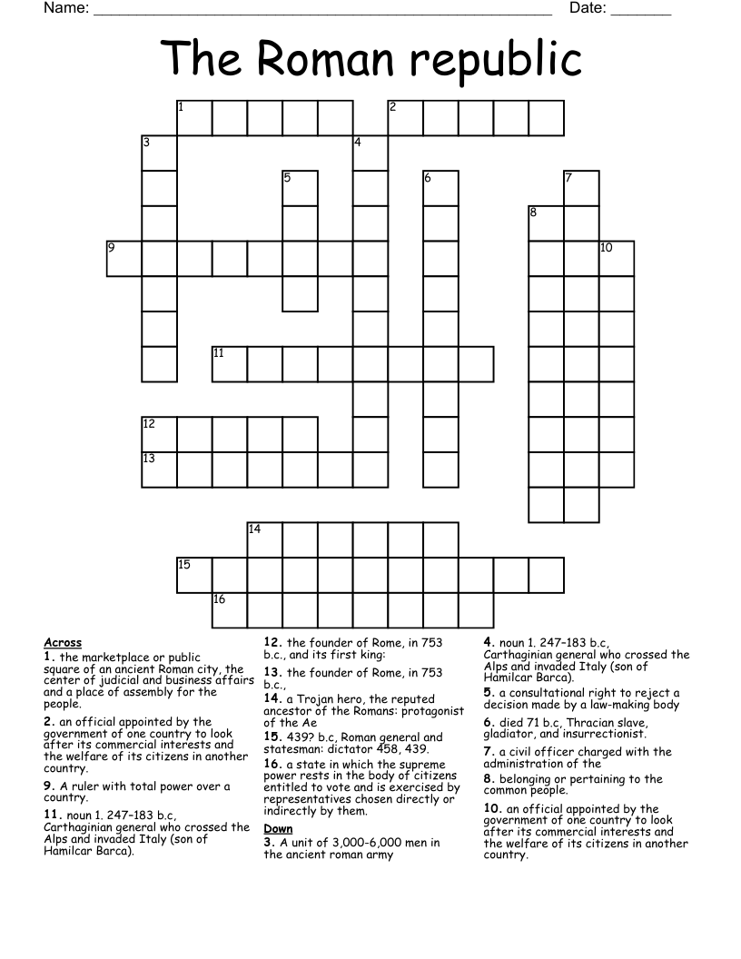 The Roman republic Crossword