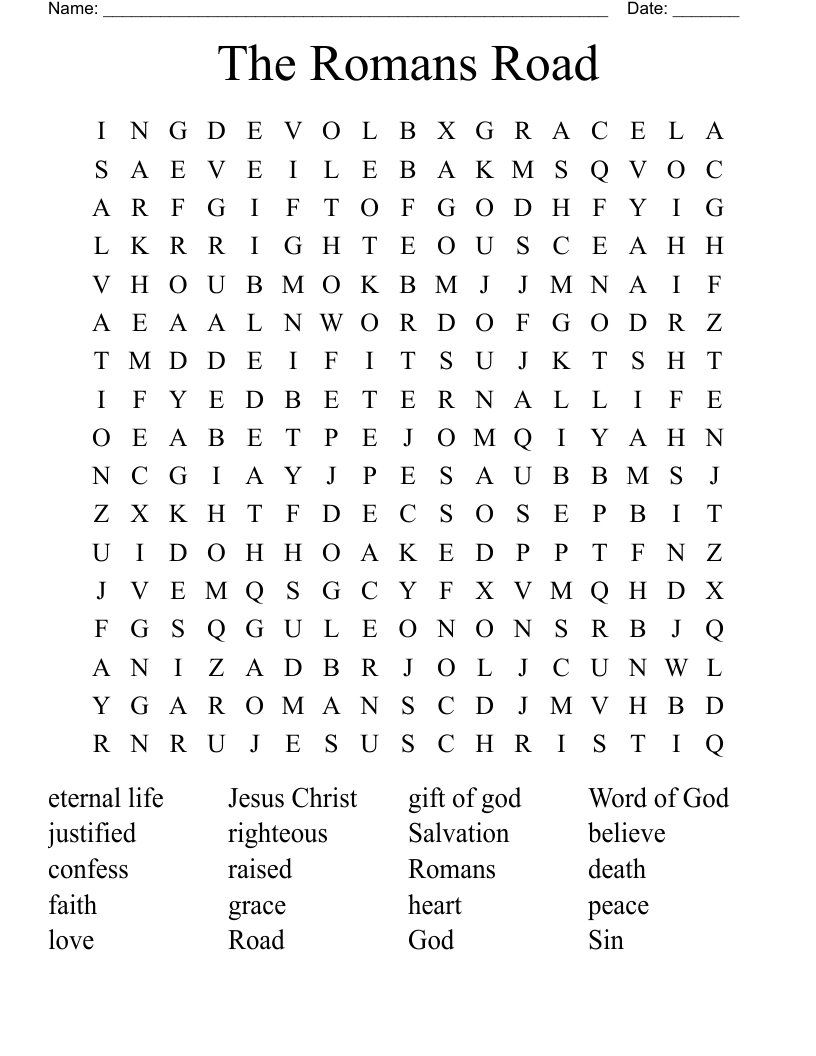 The Romans Road Word Search
