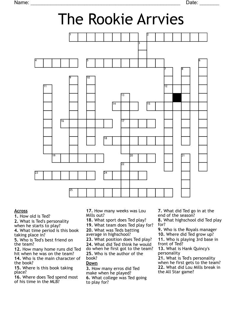 The Rookie Arrvies Crossword
