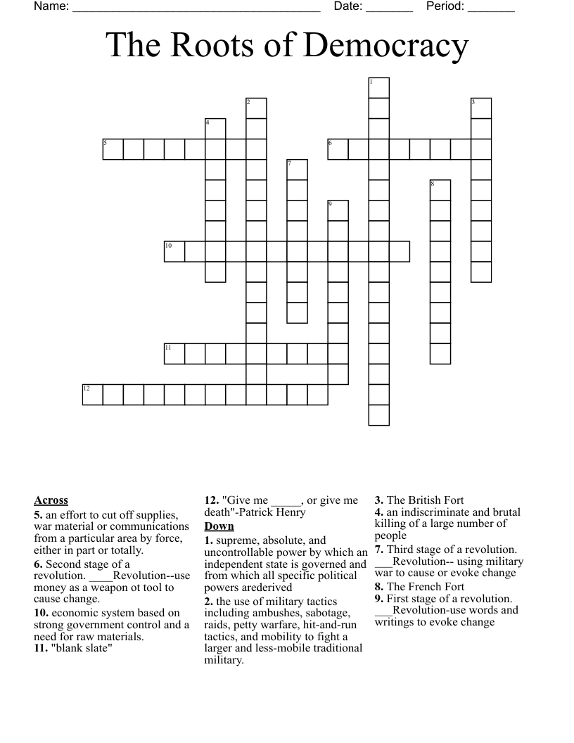 The Roots of Democracy Crossword