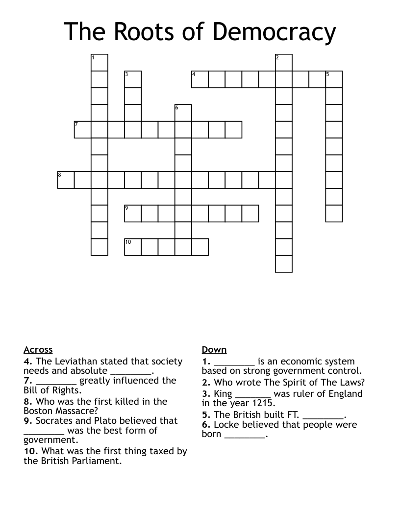 The Roots of Democracy Crossword