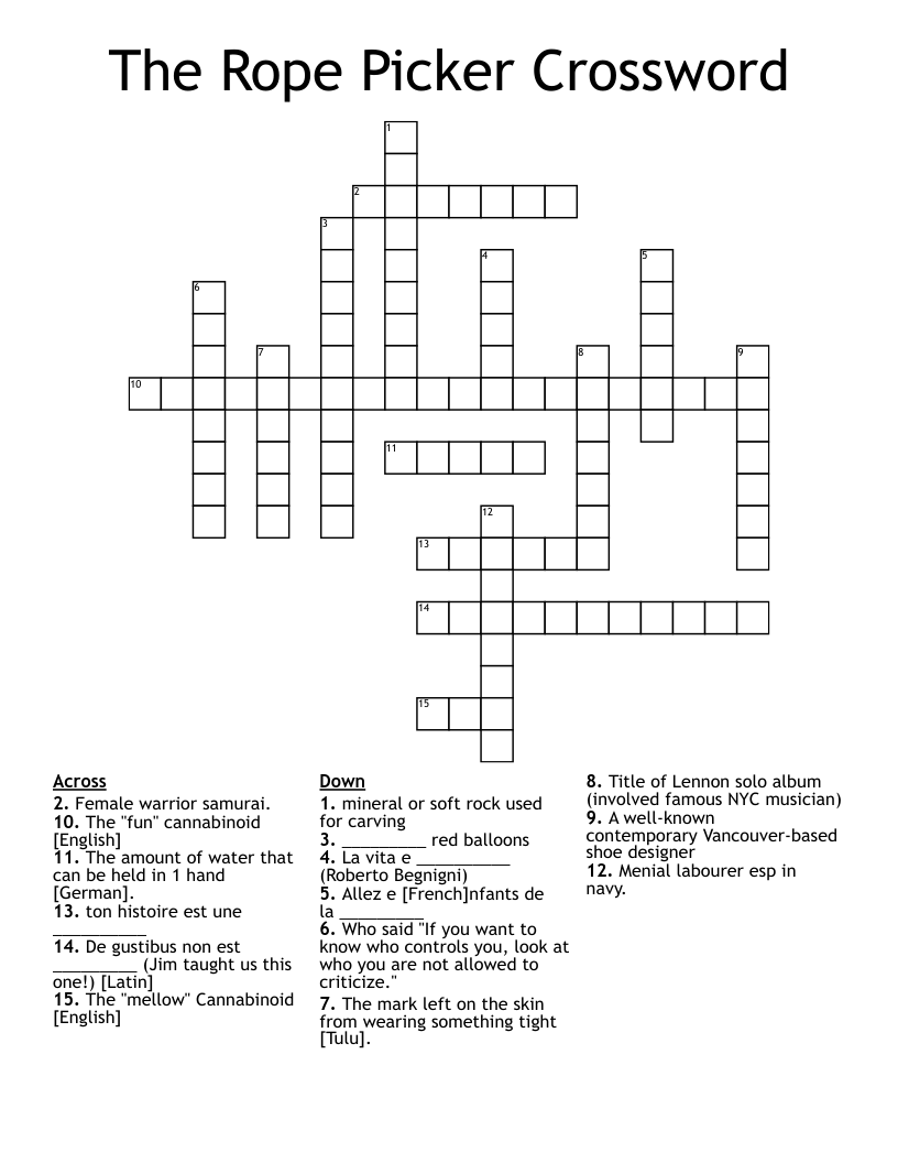 The Rope Picker Crossword