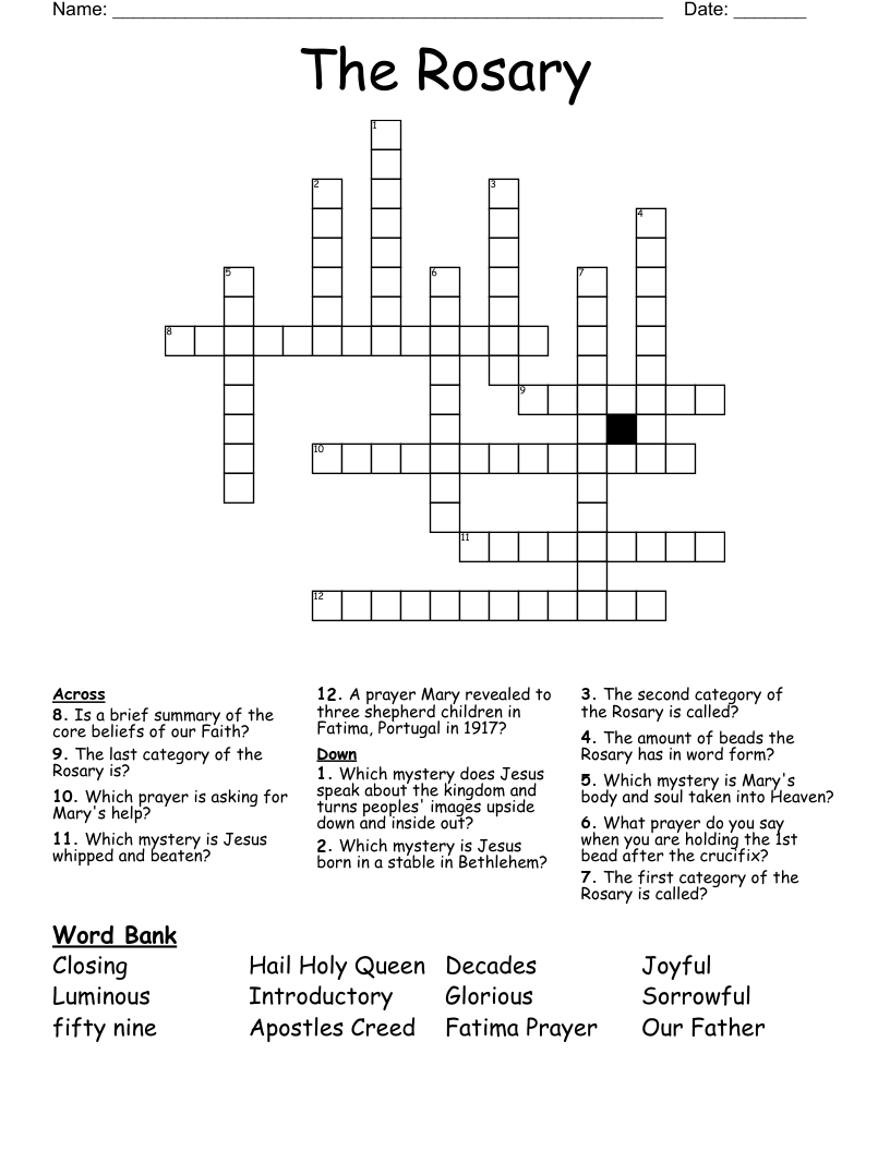 The Rosary Crossword