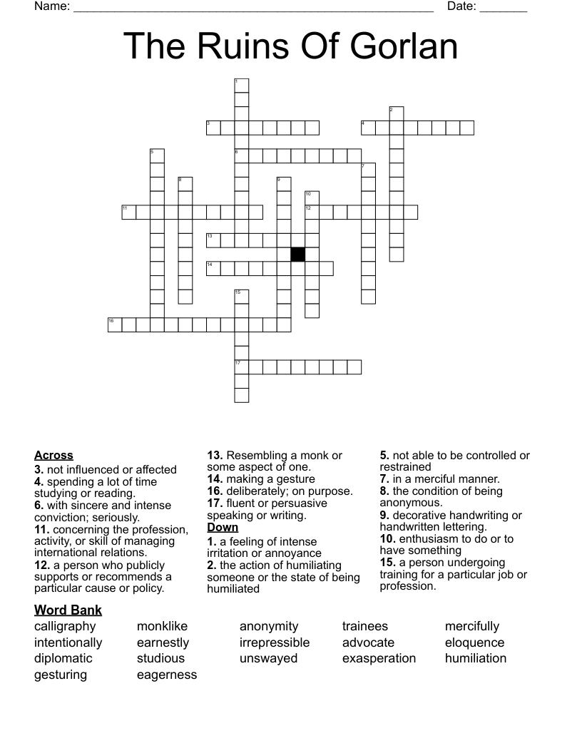 The Ruins Of Gorlan  Crossword