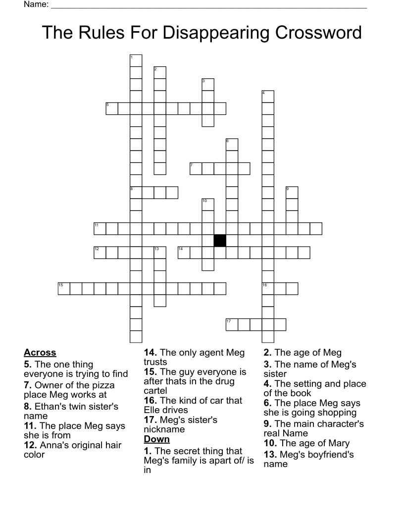 The Rules For Disappearing Crossword