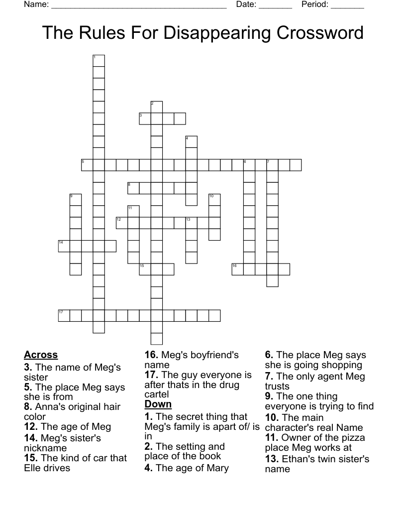 The Rules For Disappearing Crossword
