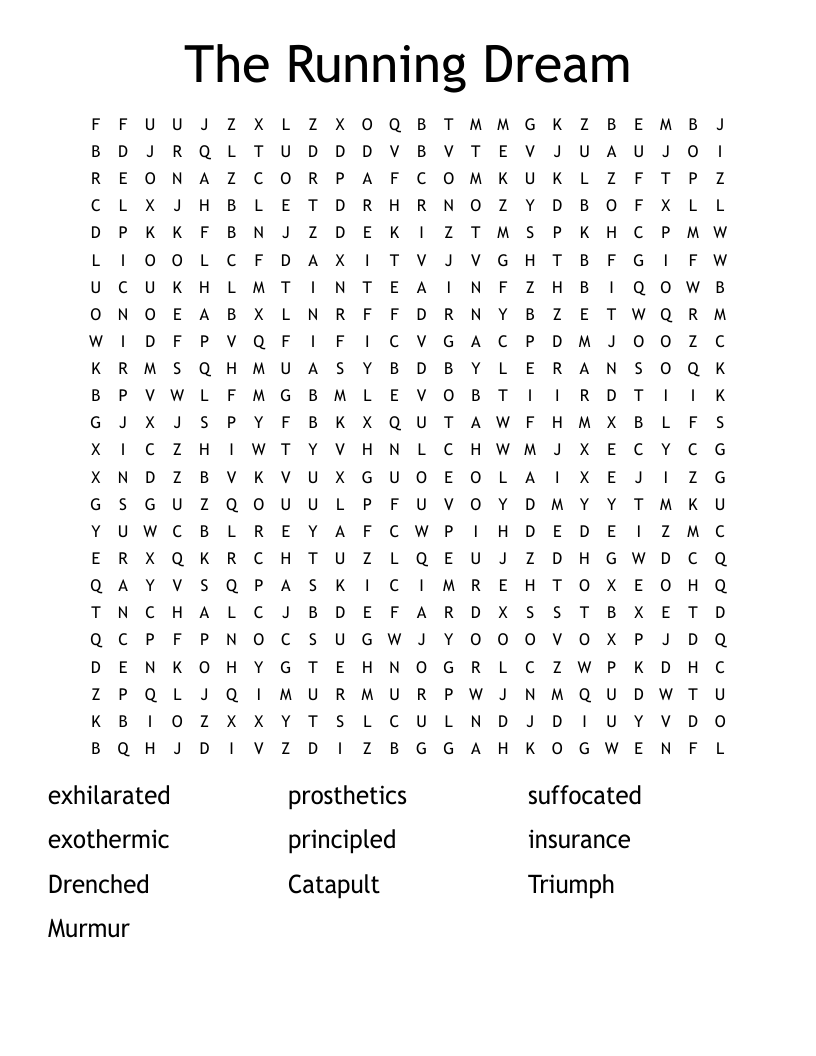 The Running Dream Word Search
