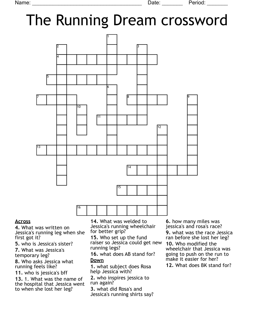 The Running Dream crossword