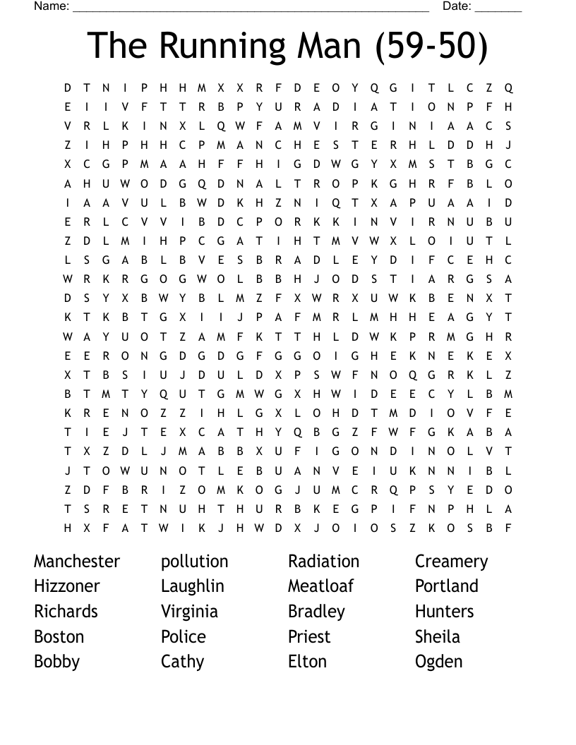 The Running Man (59-50) Word Search