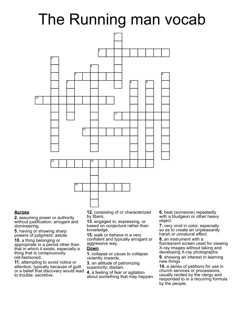 The Running man vocab Crossword