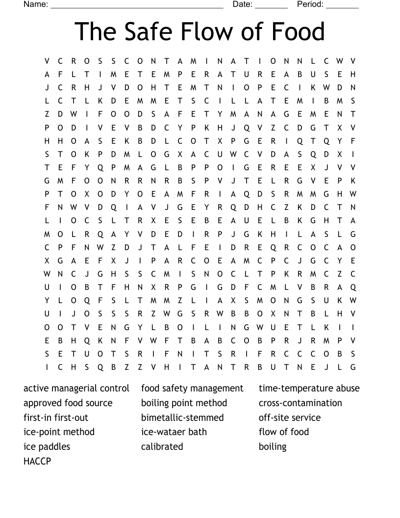 The Safe Flow of Food Word Search