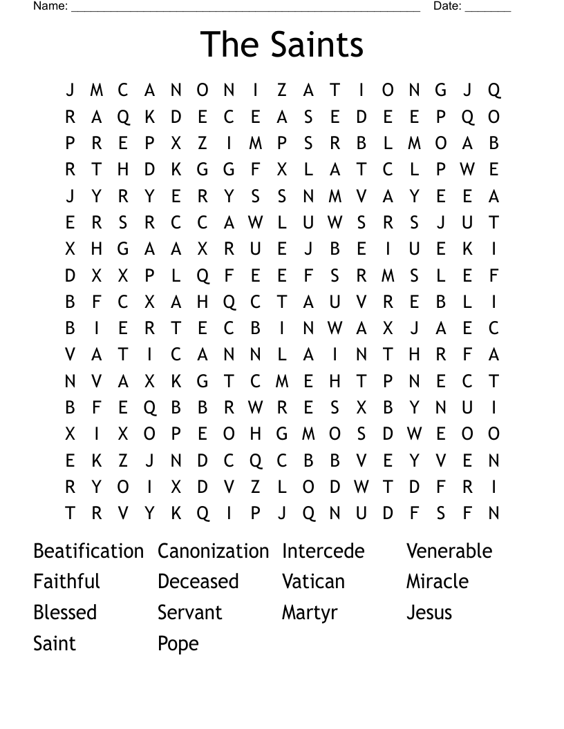 The Saints Word Search