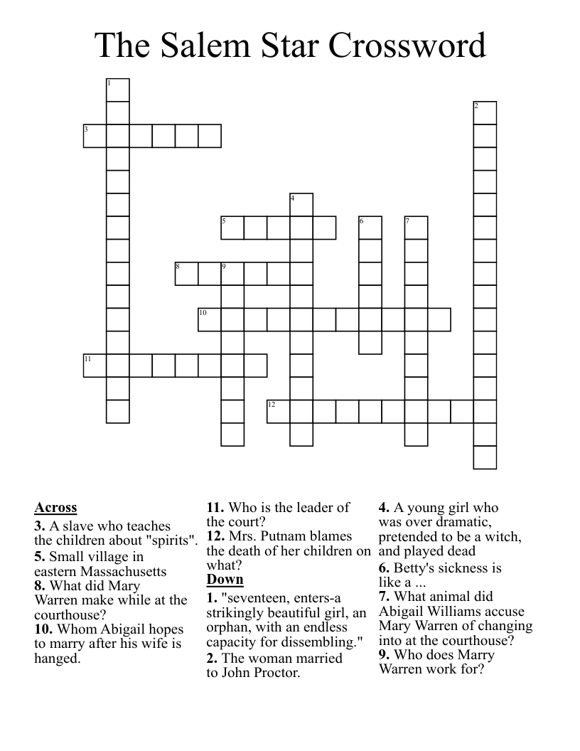 The Salem Star Crossword