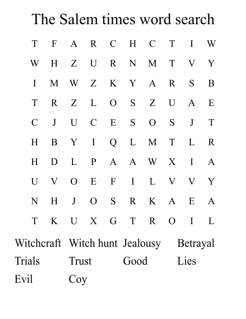 The Salem times word search