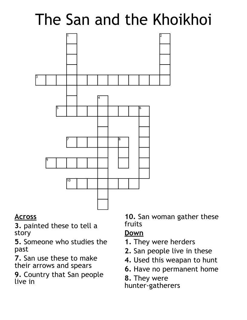 The San and the Khoikhoi Crossword