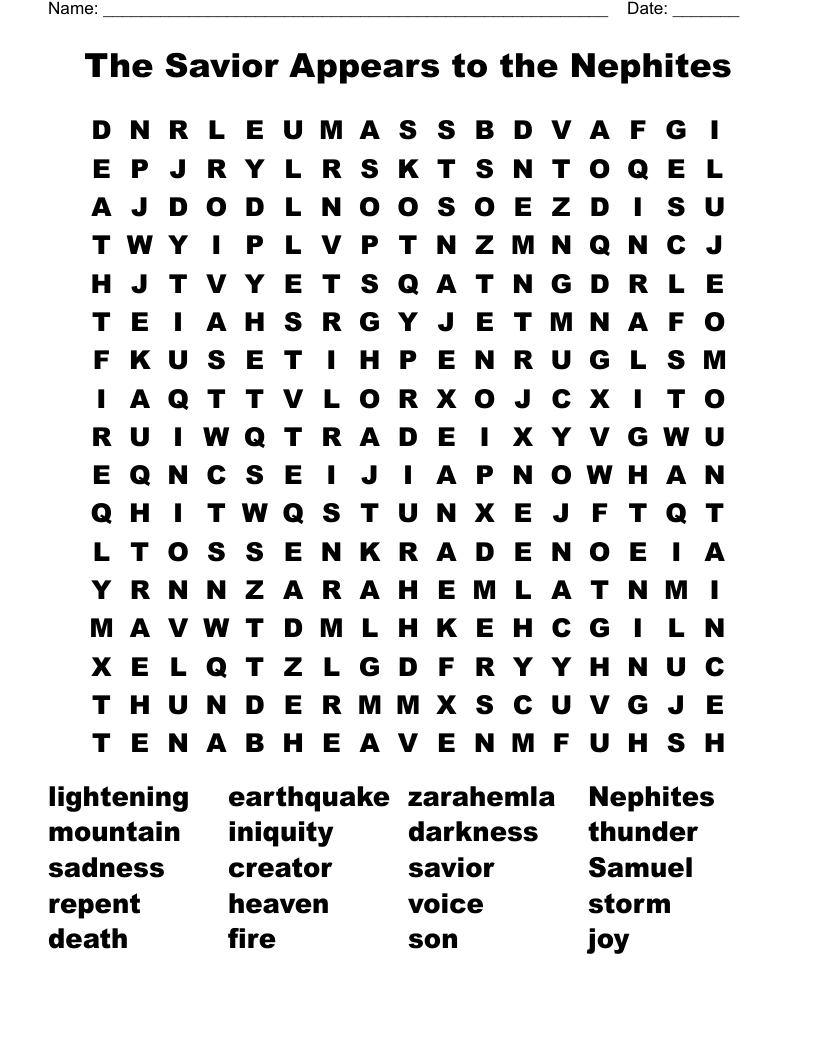 The Savior Appears to the Nephites Word Search