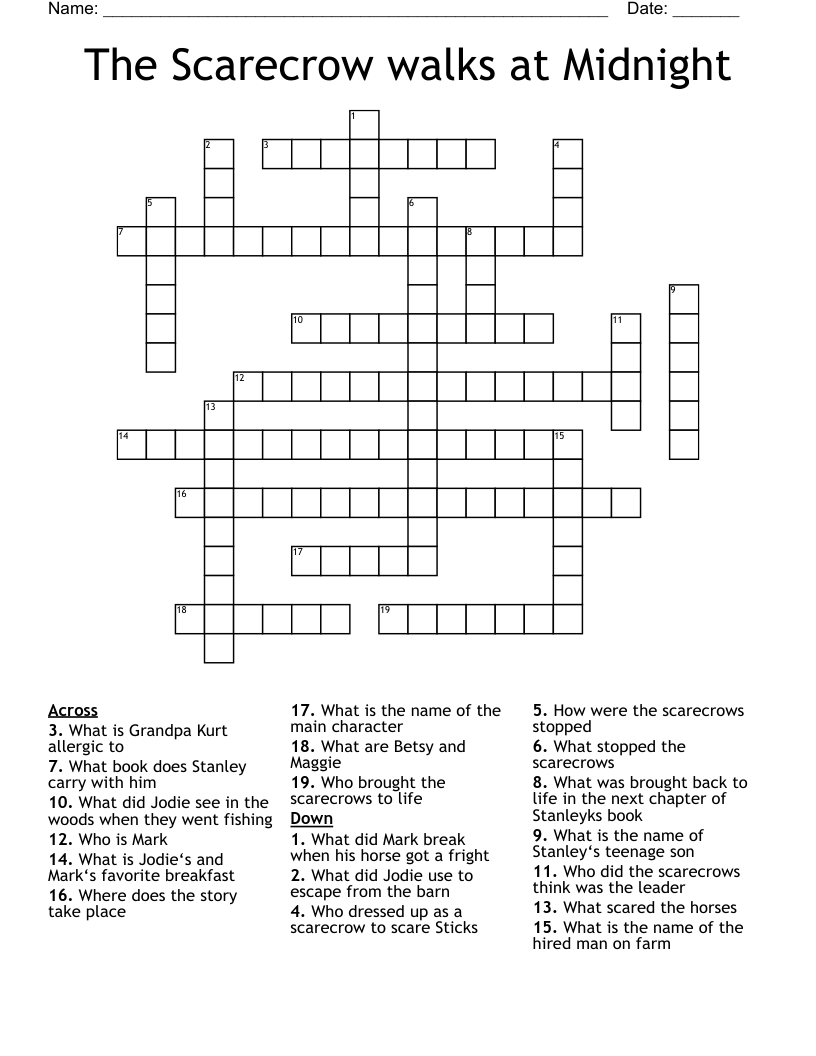 The Scarecrow walks at Midnight Crossword