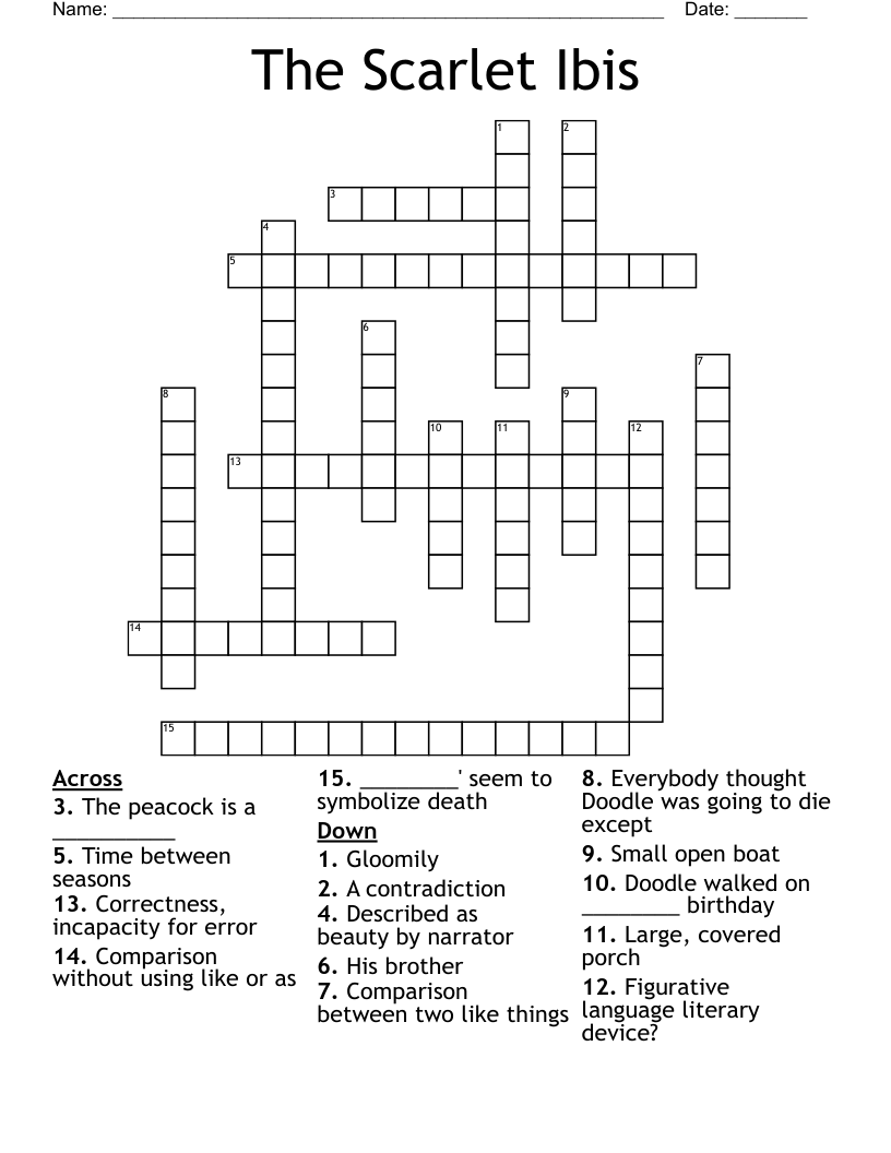 The Scarlet Ibis Crossword