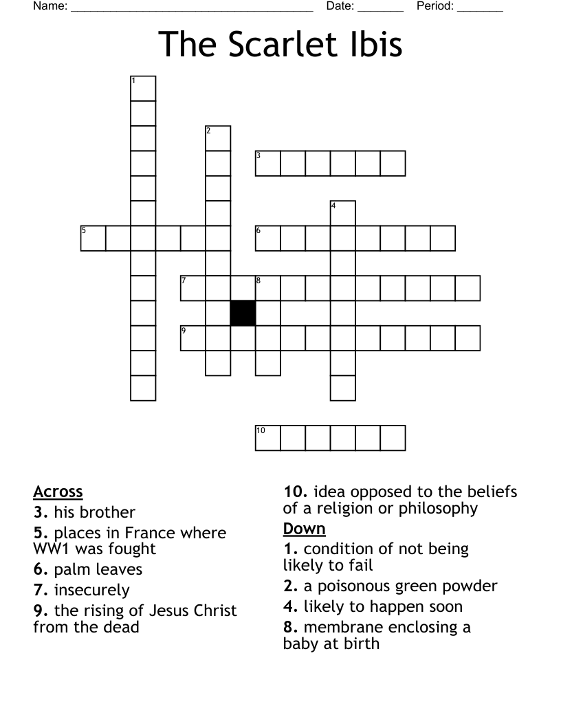 The Scarlet Ibis Crossword