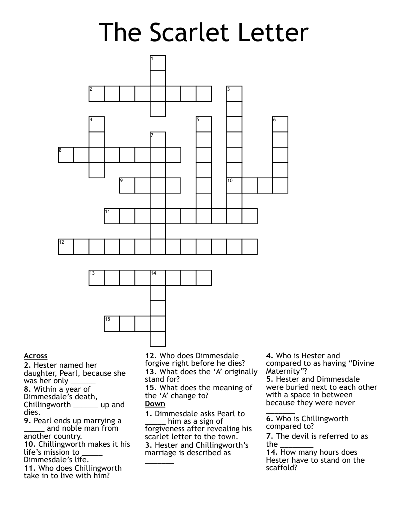 The Scarlet Letter Crossword