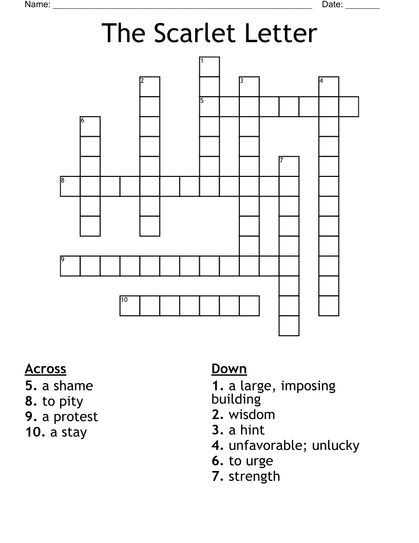 The Scarlet Letter Crossword