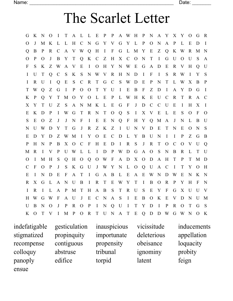 The Scarlet Letter Word Search
