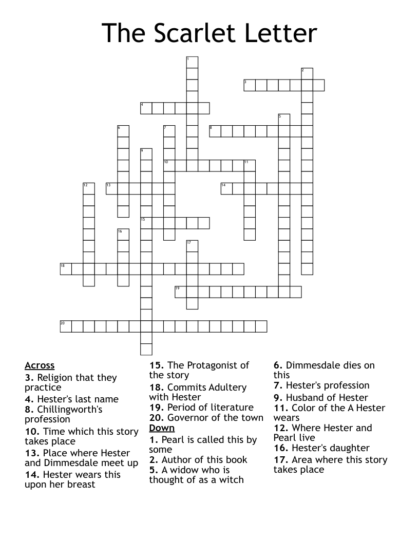 The Scarlet Letter Crossword