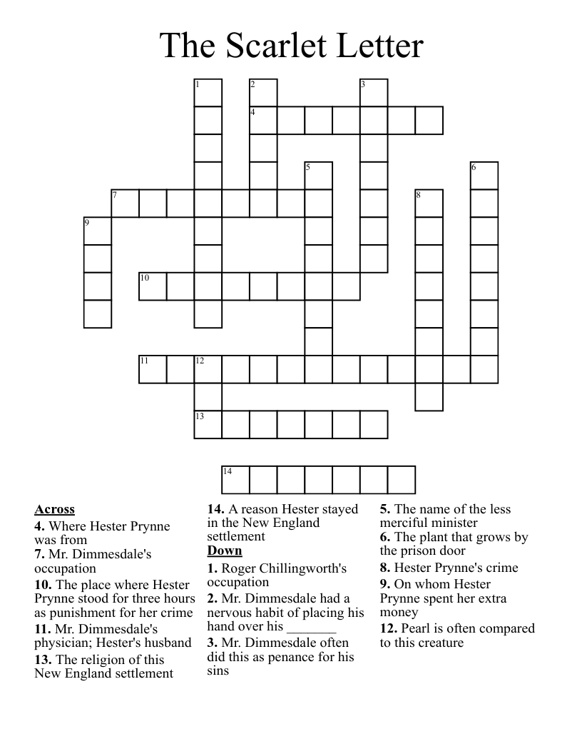 The Scarlet Letter Crossword