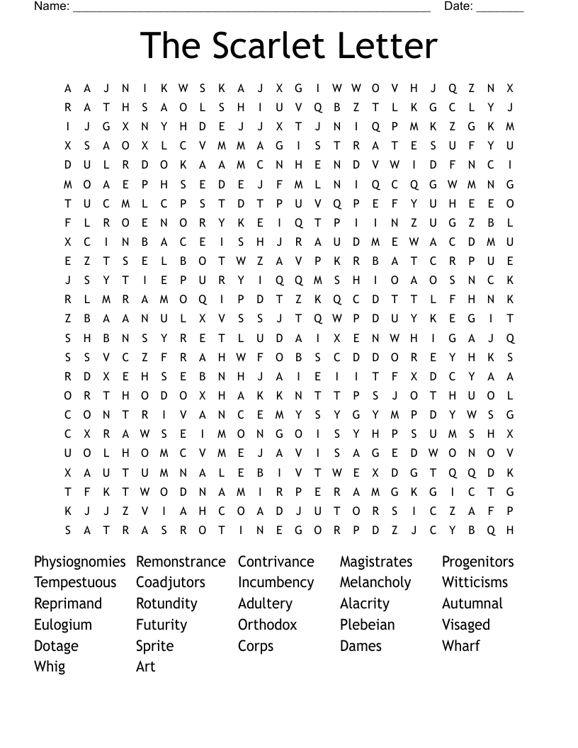 The Scarlet Letter Word Search