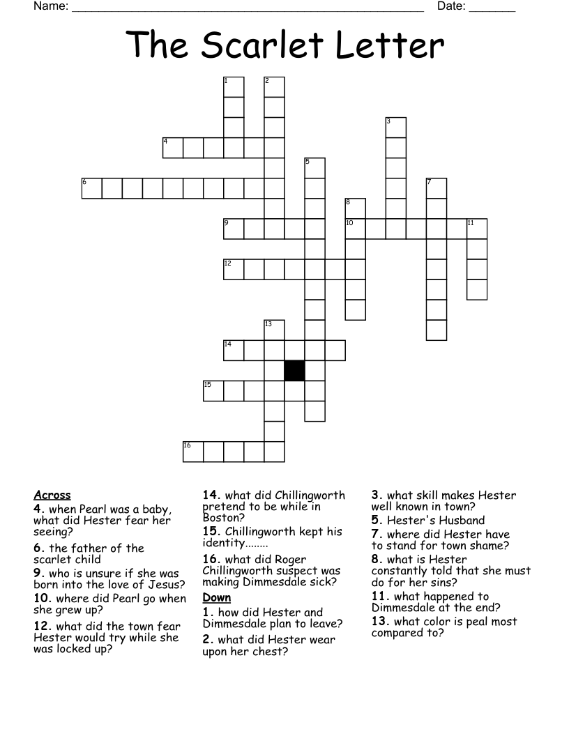 The Scarlet Letter Crossword